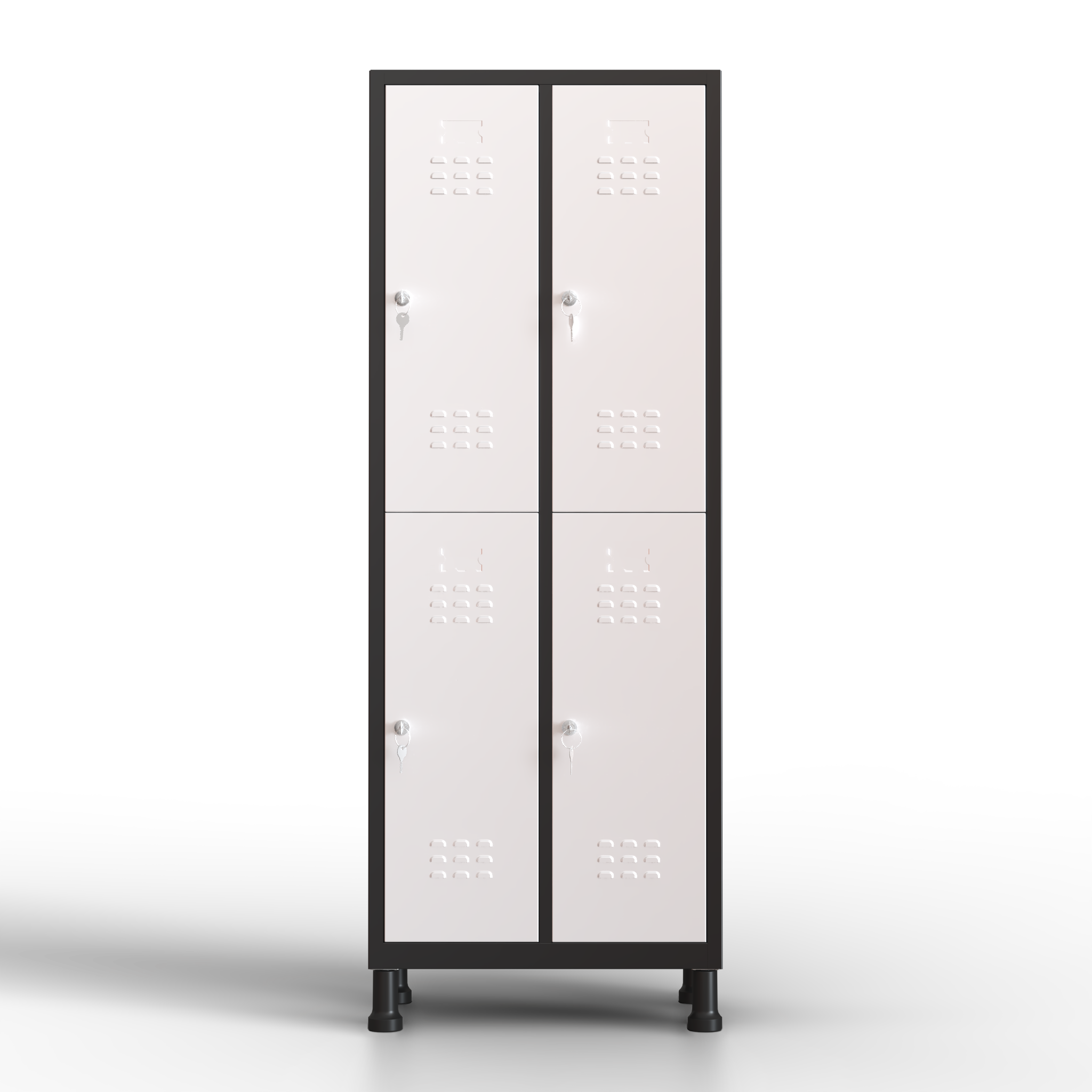 Armário metálico médio - 4 portas (Preto e Branco)