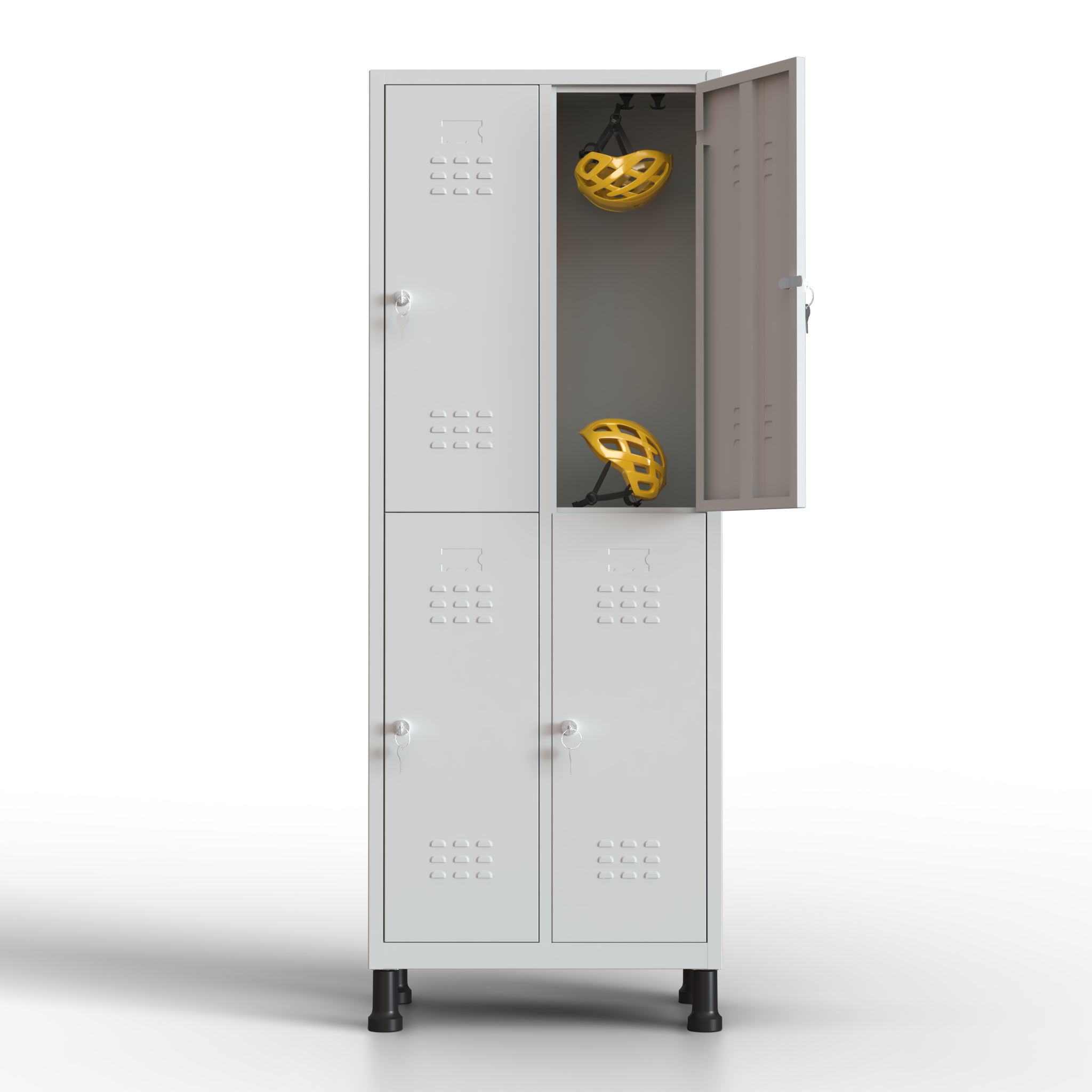 Armário metálico médio - 4 portas (Cinzento)