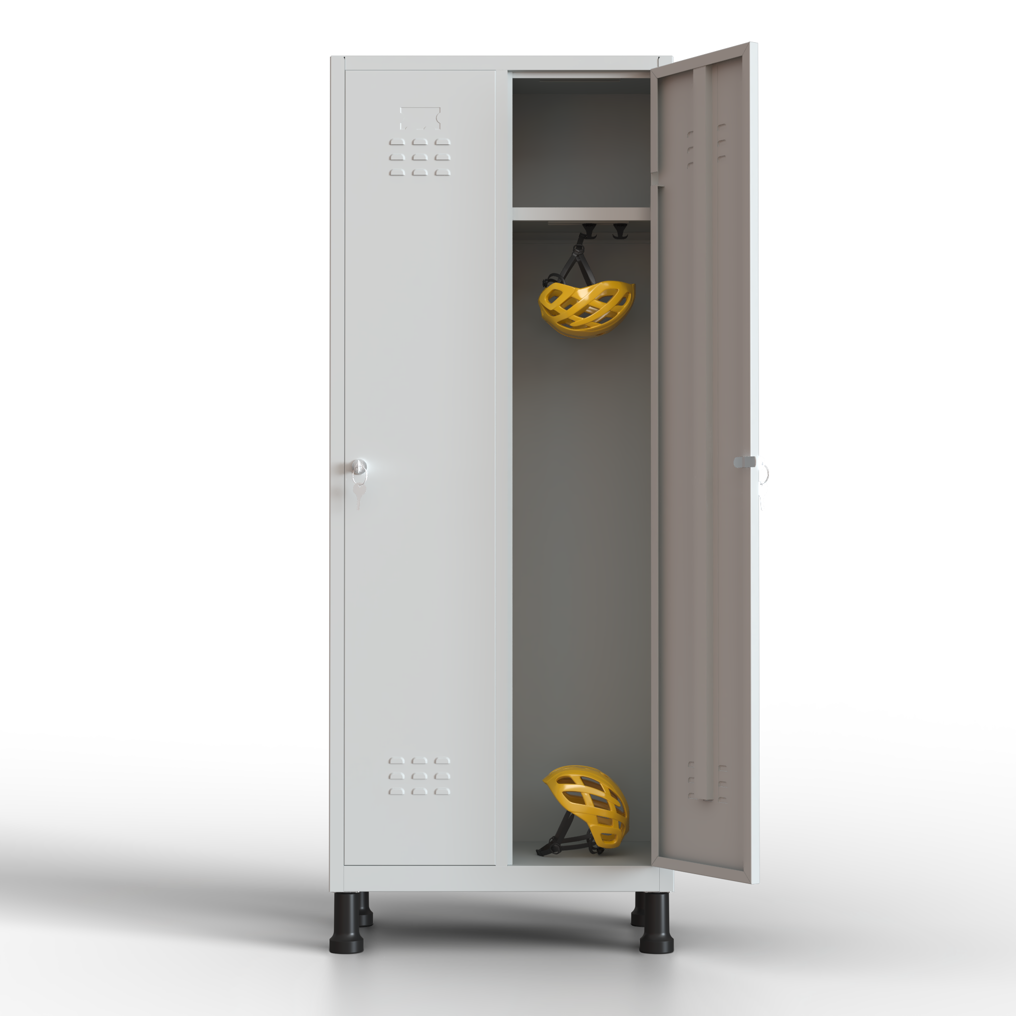 Armário metálico médio - 2 portas (Cinzento)