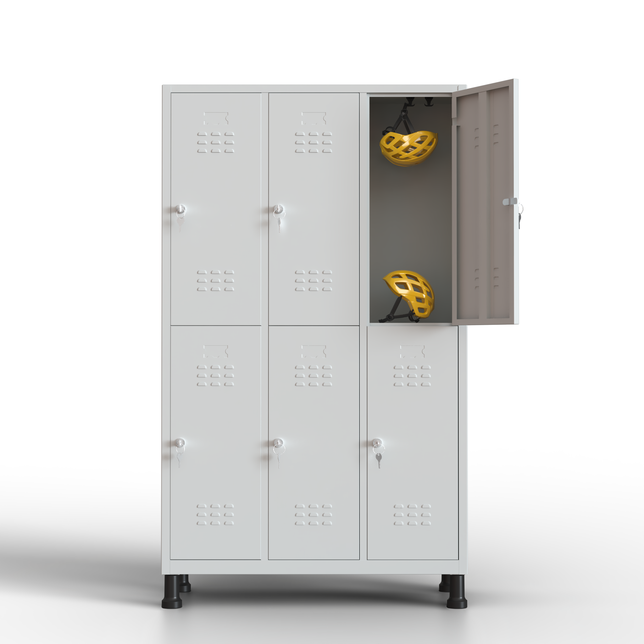 Armário grande de metal - 6 portas (cinza)