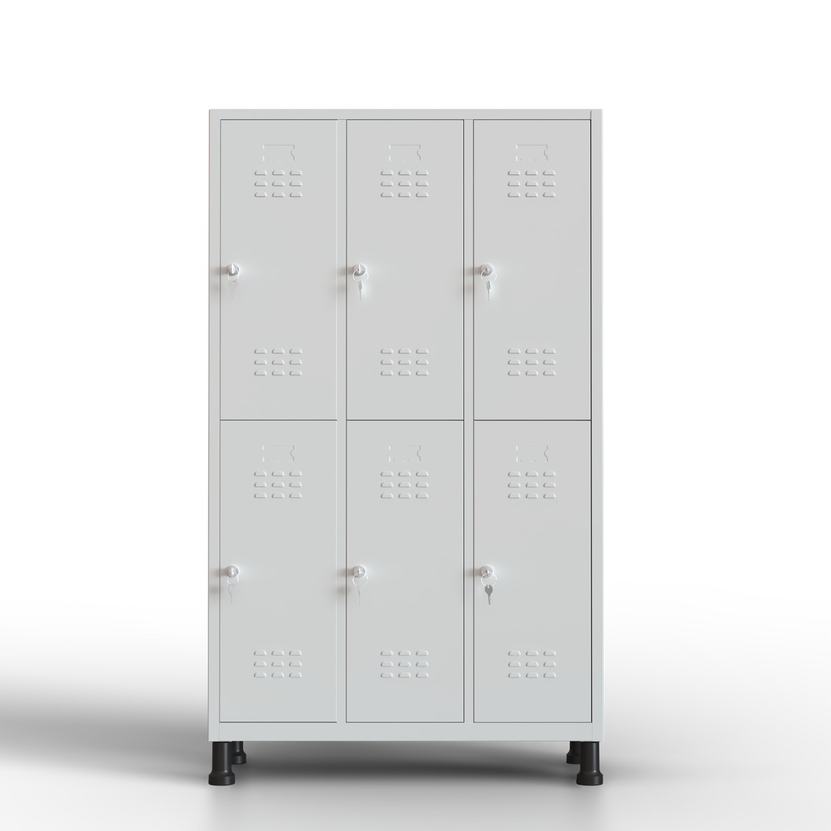 Armário grande de metal - 6 portas (cinza)