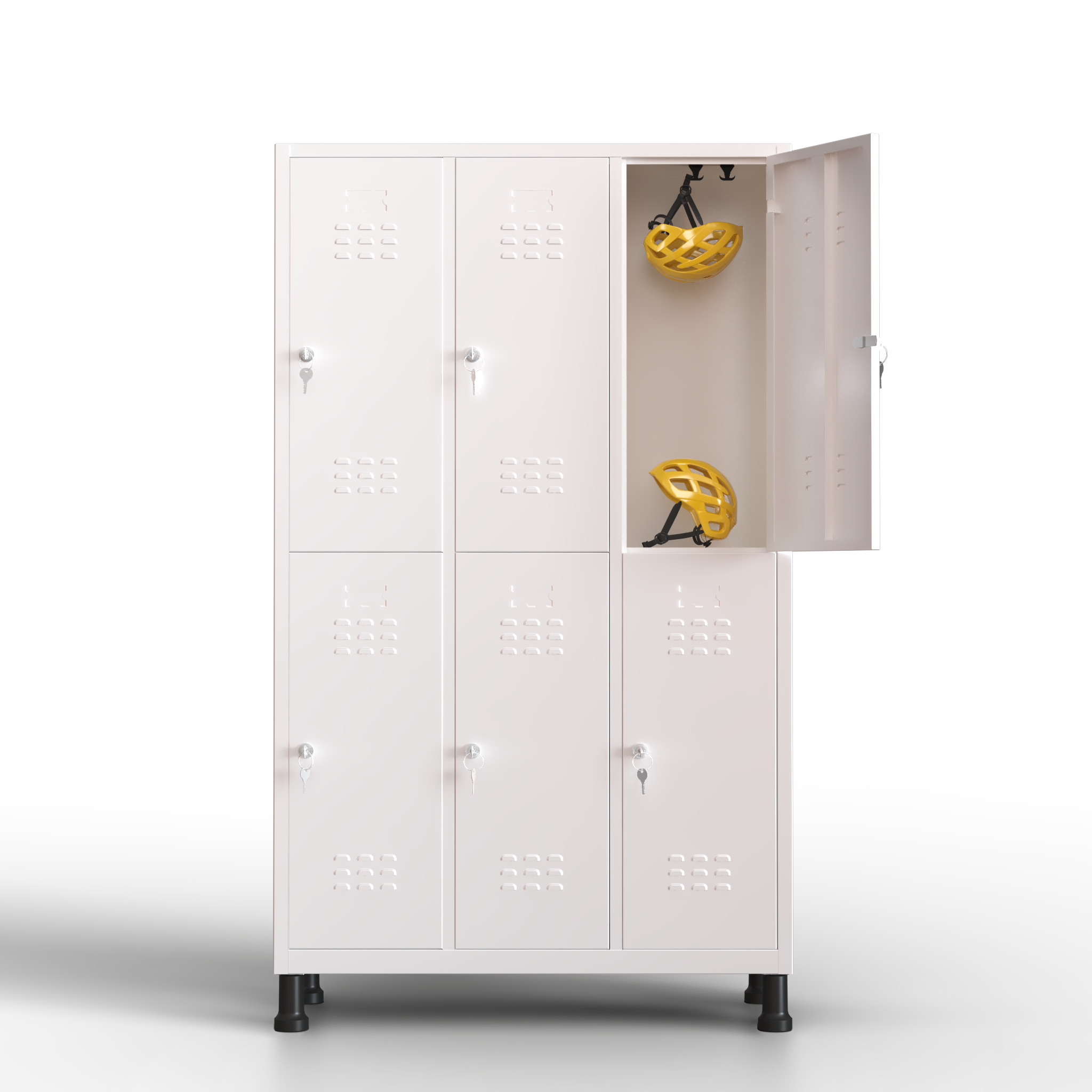 Armário grande de metal - 6 portas (Branco)