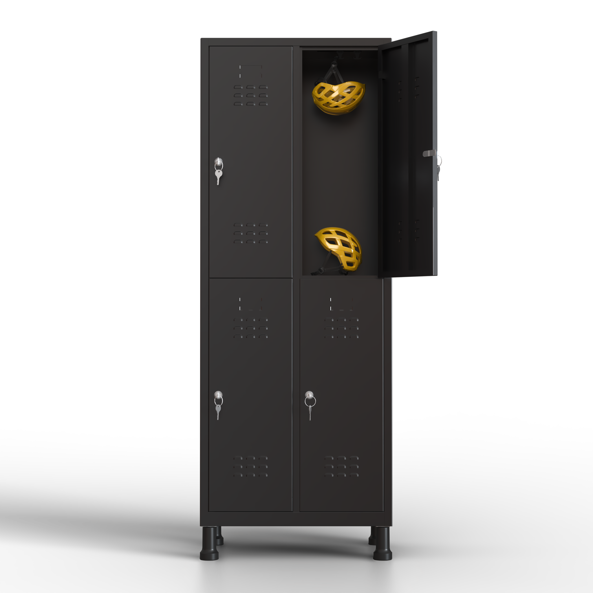 Armário metálico médio - 4 portas (Preto)