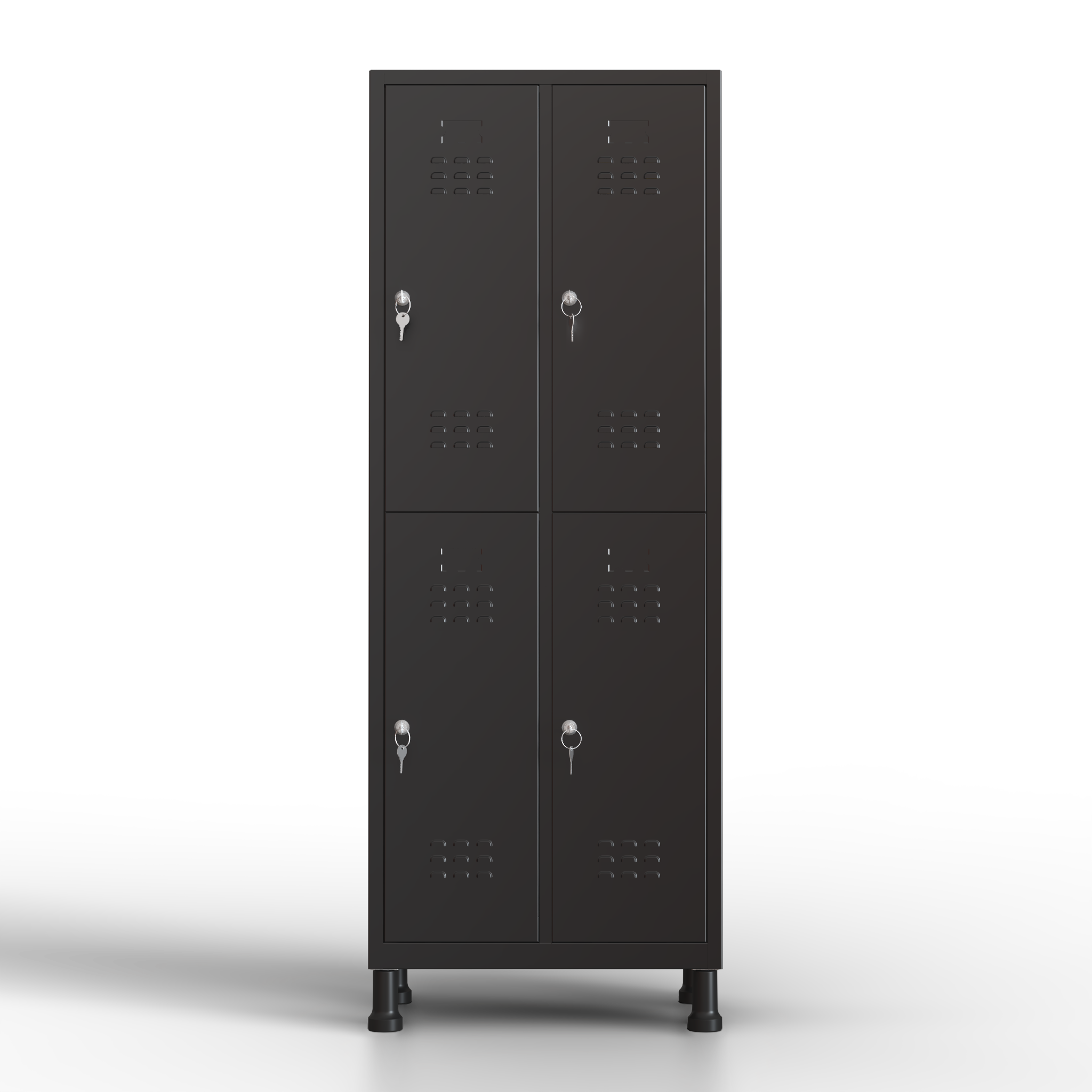 Armário metálico médio - 4 portas (Preto)