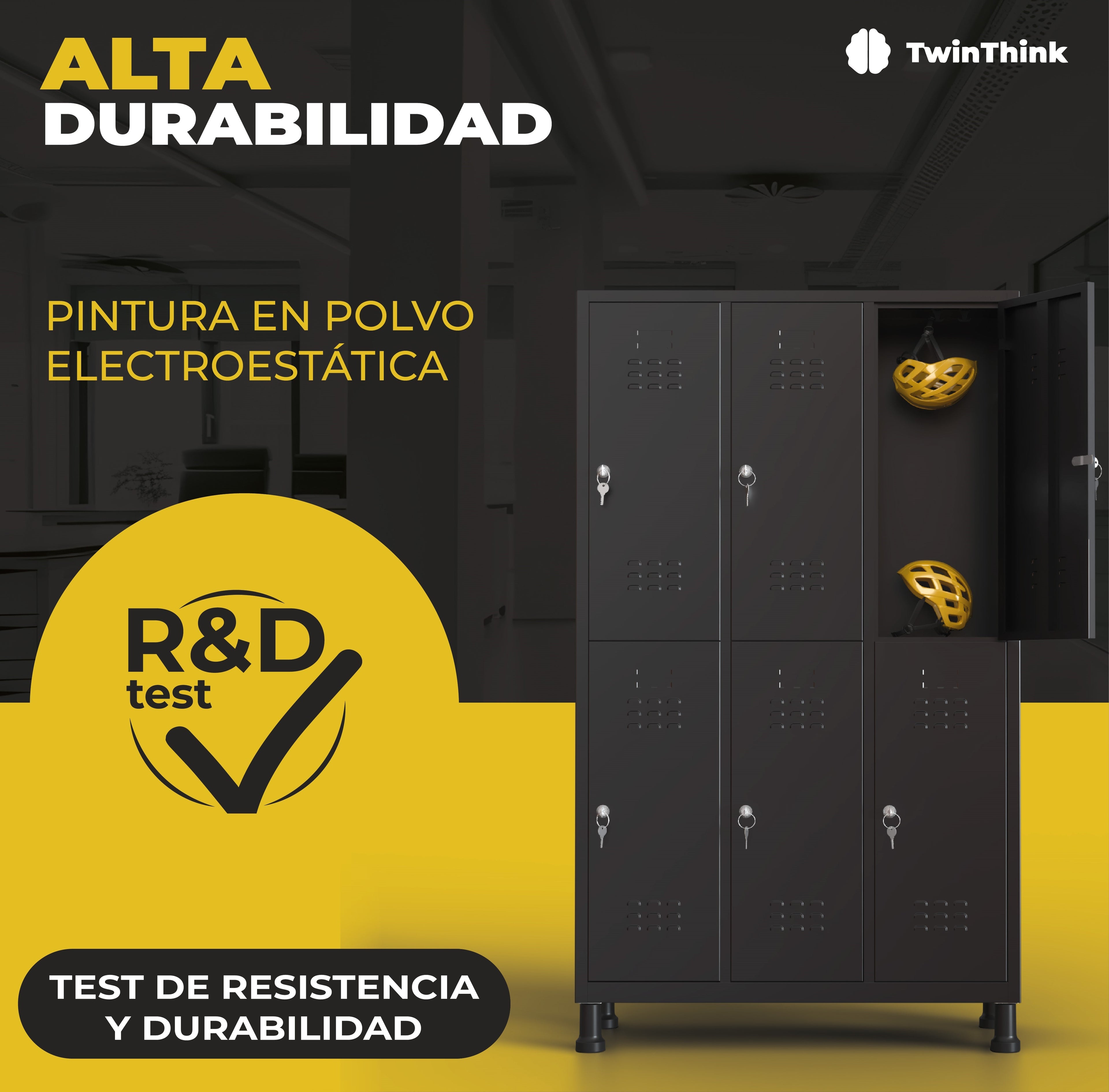 Taquilla metálica grande TwinThink con estantes ampliables hasta 6 niveles, cerradura con llaves y diseño modular para mayor organización.
