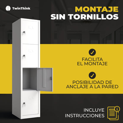 Armário metálico pequeno - 4 portas (Branco)