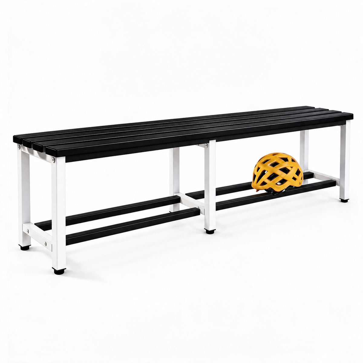 [color:eclipse][lang:fr] Banc de vestiaire métallique, 150×32×45 cm en bicolore Eclipse (noir et blanc)