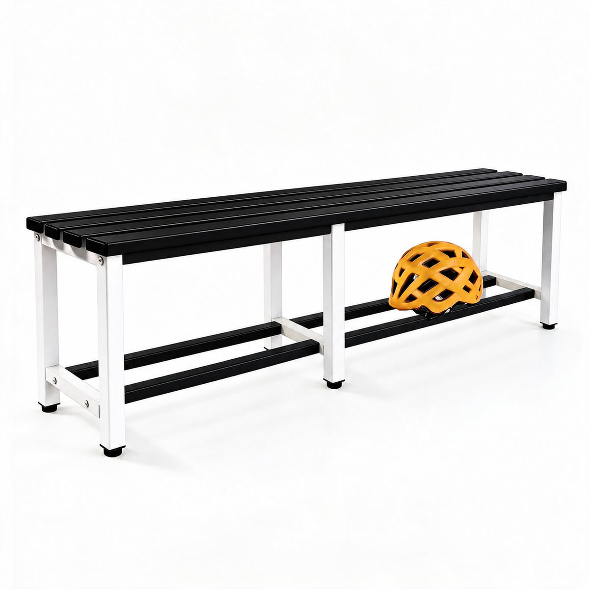 [color:eclipse][lang:es] Banco vestuario metálico 150 x 32 x 45 cm en blanco y negro — imagen 1 de 6