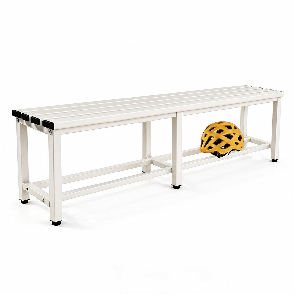 [color:lunar-white][lang:it] Panca da spogliatoio in metallo, 150×32×45 cm in bianco Lunar White