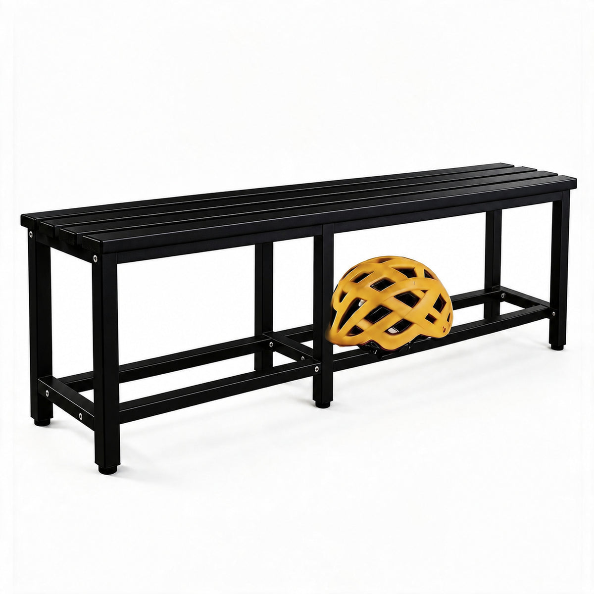 [color:polar-black][lang:it] Panca da spogliatoio in metallo, 150×32×45 cm in nero Polar Black