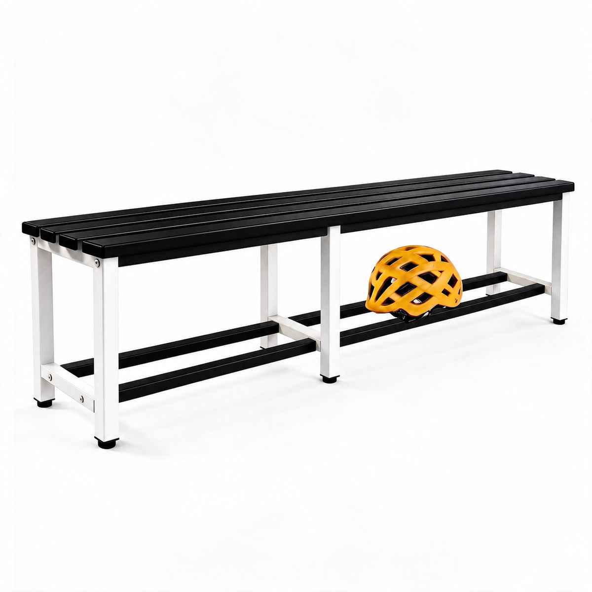 [color:eclipse][lang:it] Panca da spogliatoio in metallo, 150×32×45 cm in bicolore Eclipse (bianco e nero)