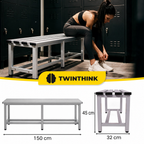 [color:urban-grey][lang:de] Umkleidebank aus Metall, 150×32×45 cm in Grau (Urban Grey)