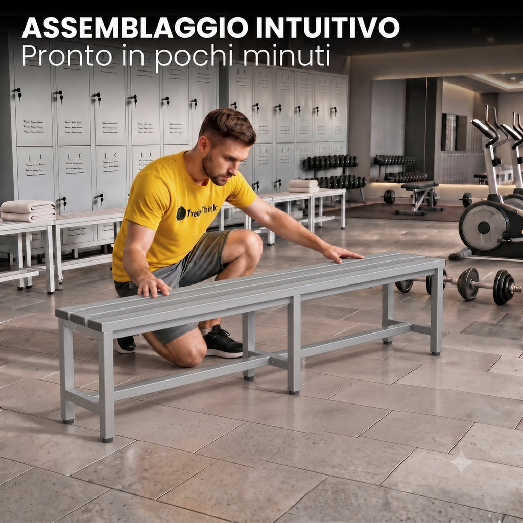 [color:urban-grey][lang:it] Panca da spogliatoio in metallo, 150×32×45 cm in grigio Urban Grey