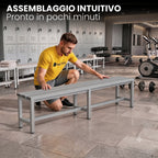 [color:urban-grey][lang:it] Panca da spogliatoio in metallo, 150×32×45 cm in grigio Urban Grey