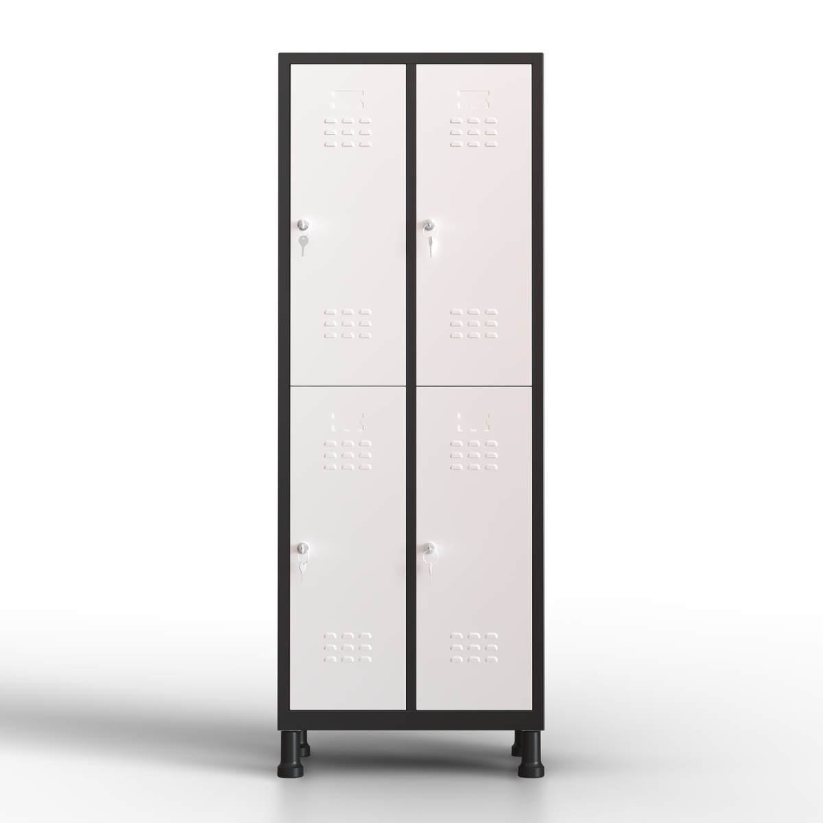 TwinThink Taquillas Vestuario. Color Blanco y Negro. 180 x 65 x 40 cm Taquillas Metalicas de 4 Puertas Taquilla Metalica con Llave Taquillas Vestuario Metalicas