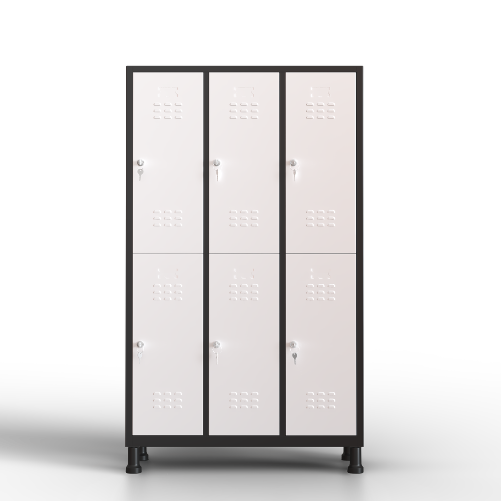 Armário grande de metal - 6 portas (preto e branco)