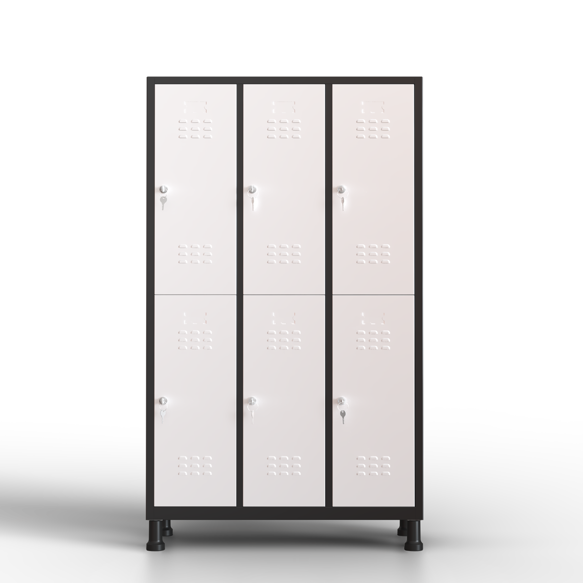 TwinThink Taquillas Vestuario. Color Blanco y Negro. 180 x 97 x 40 cm Taquillas Metalicas de 6 Puertas Taquilla Metalica con Llave Taquillas Vestuario Metalicas