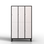 Armário grande de metal - 6 portas (preto e branco)