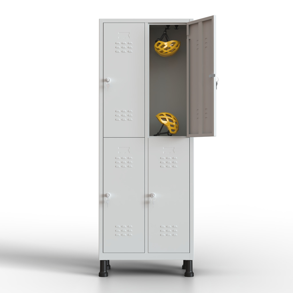 Metalen lockerkast 4 deuren, lockerkast met sleutel, grijs, 180 x 65 x 40 cm, draaideurkast voor kleedkamer of kantoor, TwinThink

