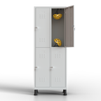 Metalen lockerkast 4 deuren, lockerkast met sleutel, grijs, 180 x 65 x 40 cm, draaideurkast voor kleedkamer of kantoor, TwinThink

