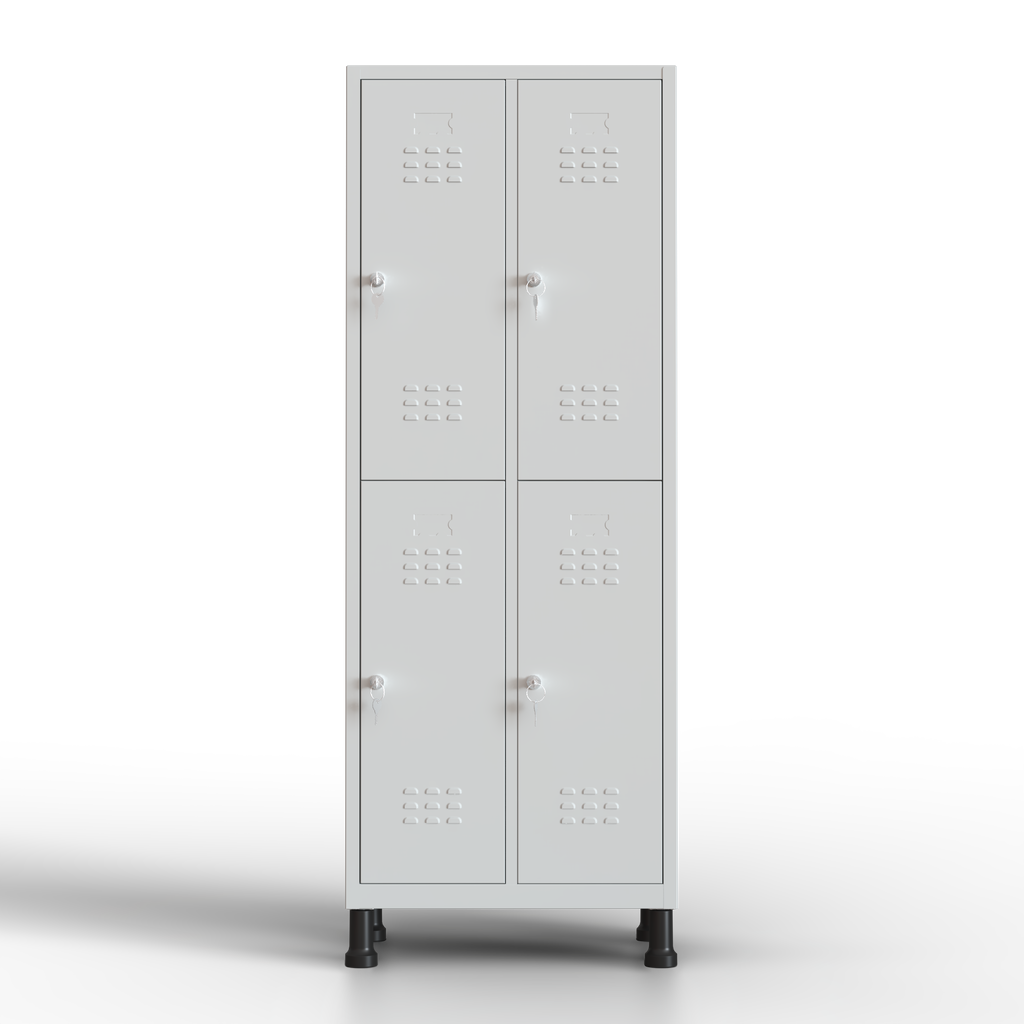 Metalen lockerkast 4 deuren, lockerkast met sleutel, grijs, 180 x 65 x 40 cm, draaideurkast voor kleedkamer of kantoor, TwinThink

