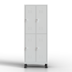Metalen lockerkast 4 deuren, lockerkast met sleutel, grijs, 180 x 65 x 40 cm, draaideurkast voor kleedkamer of kantoor, TwinThink

