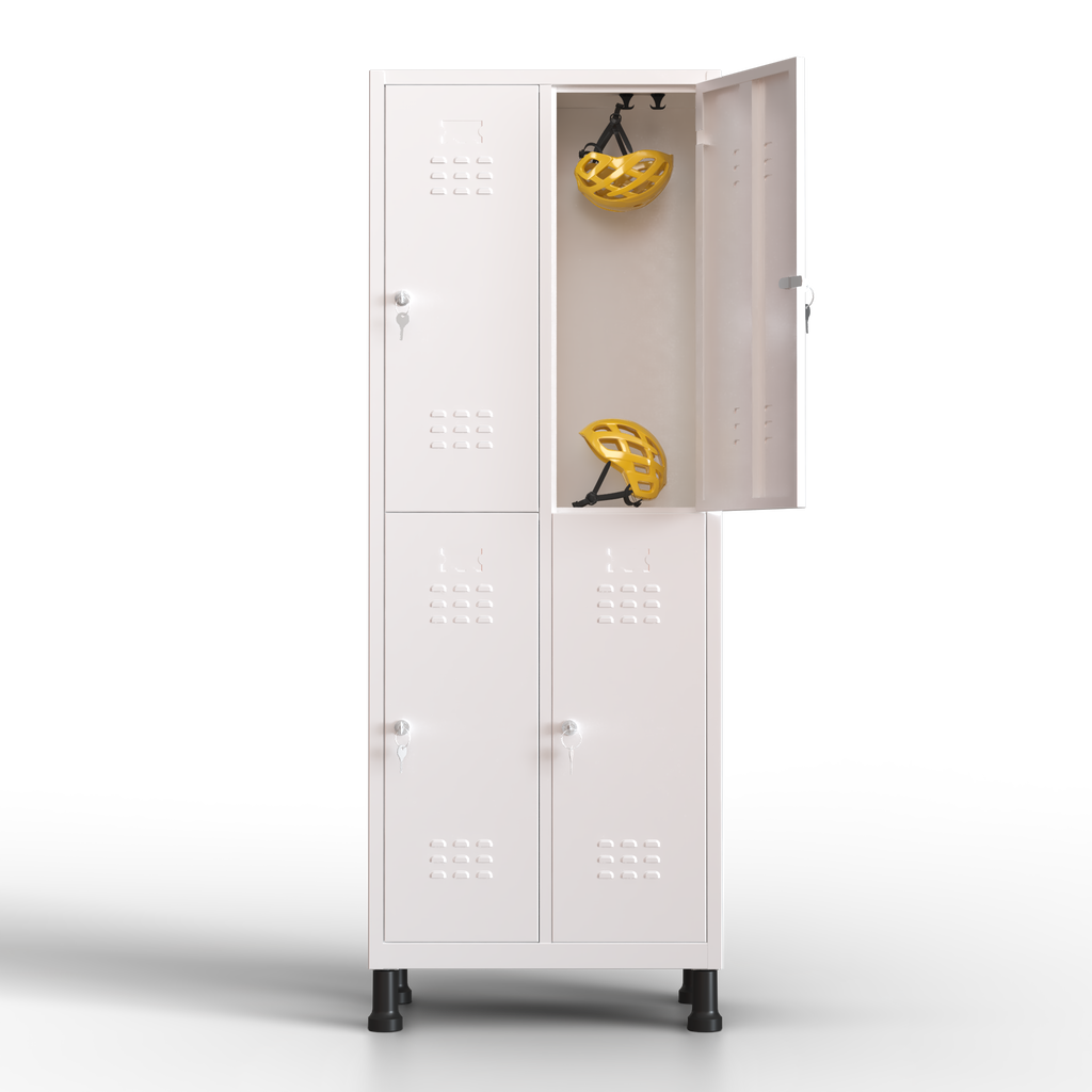 Metalen lockerkast 4 deuren, lockerkast met sleutel, wit, 180 x 65 x 40 cm, draaideurkast voor kleedkamer of kantoor, TwinThink