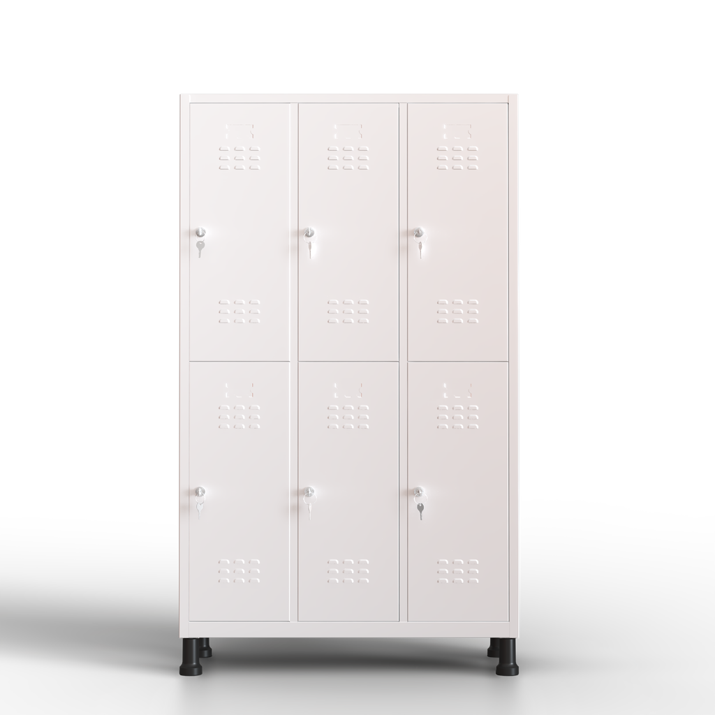 Armário grande de metal - 6 portas (Branco)
