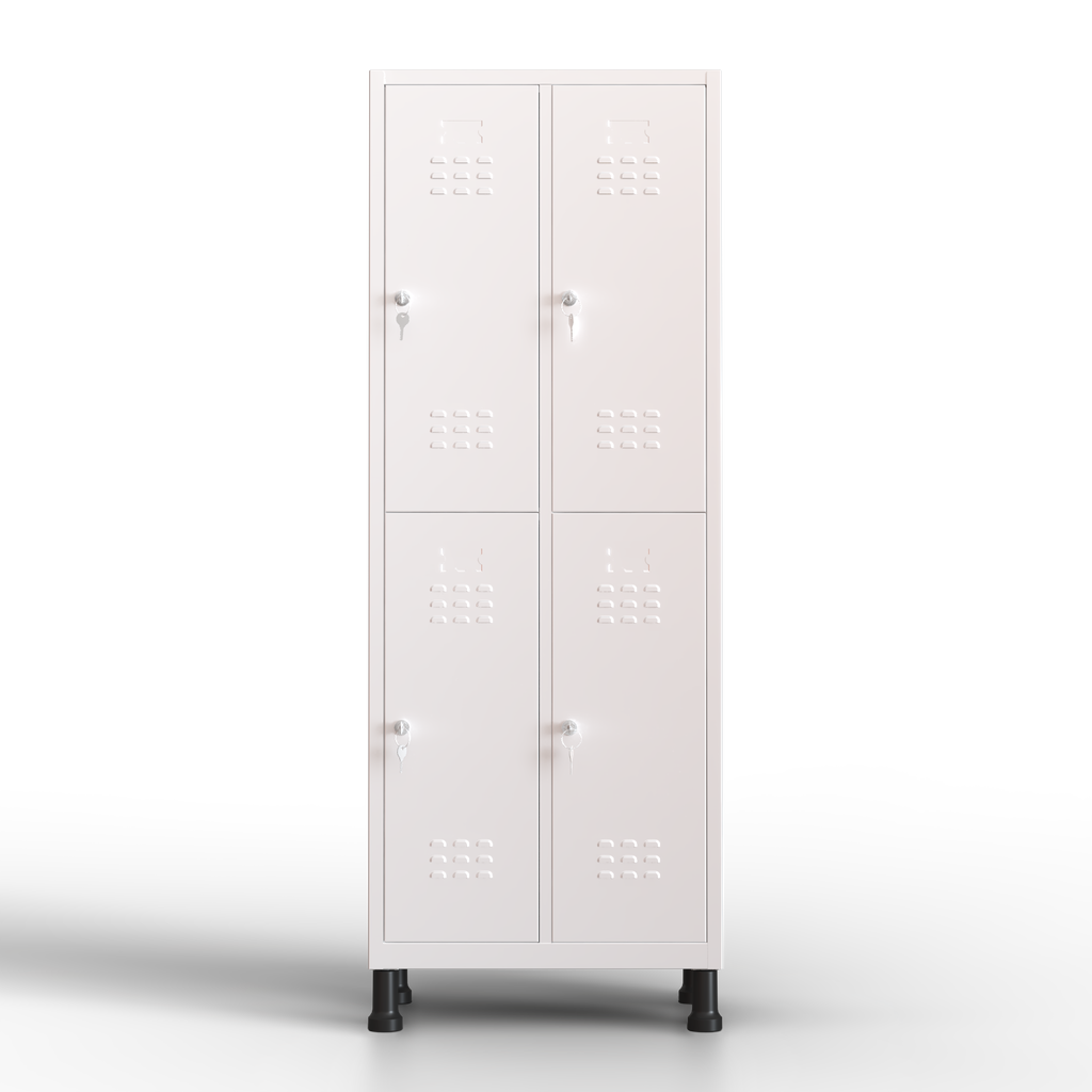 Metalen lockerkast 4 deuren, lockerkast met sleutel, wit, 180 x 65 x 40 cm, draaideurkast voor kleedkamer of kantoor, TwinThink