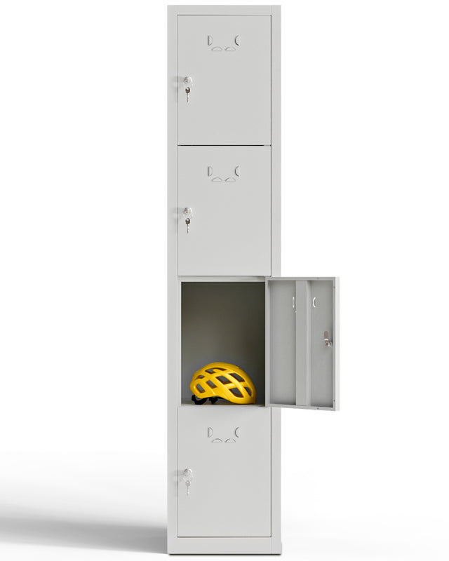 Petit vestiaire métallique, 4 portes avec clé, 165×33×40 cm