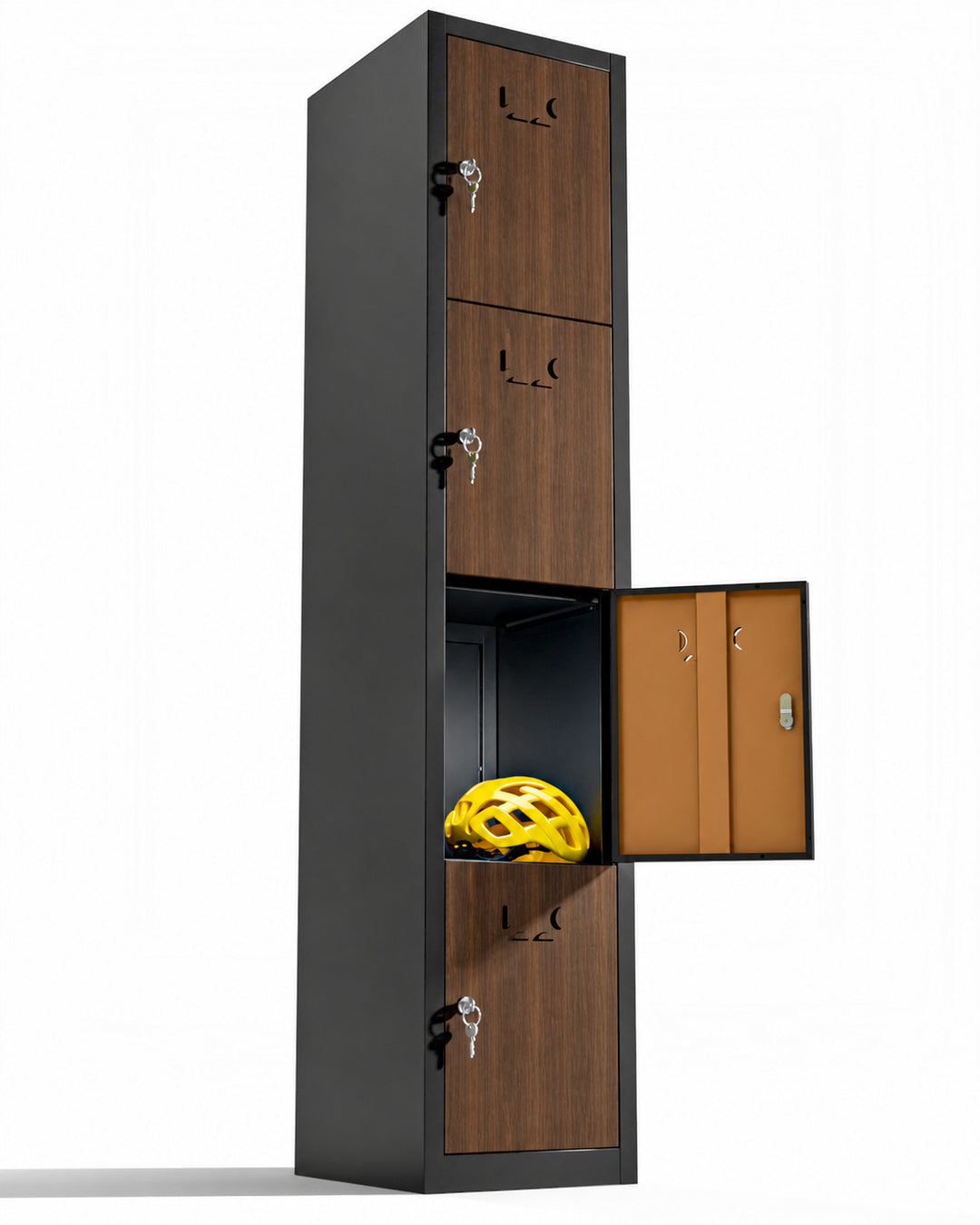 Kleiner Metallspind, 4 Türen mit Schlüssel, 165×33×40 cm