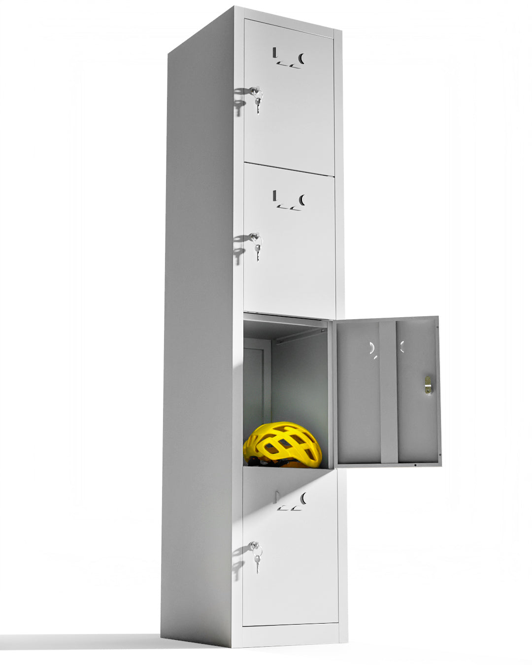 Kleiner Metallspind, 4 Türen mit Schlüssel, 165×33×40 cm