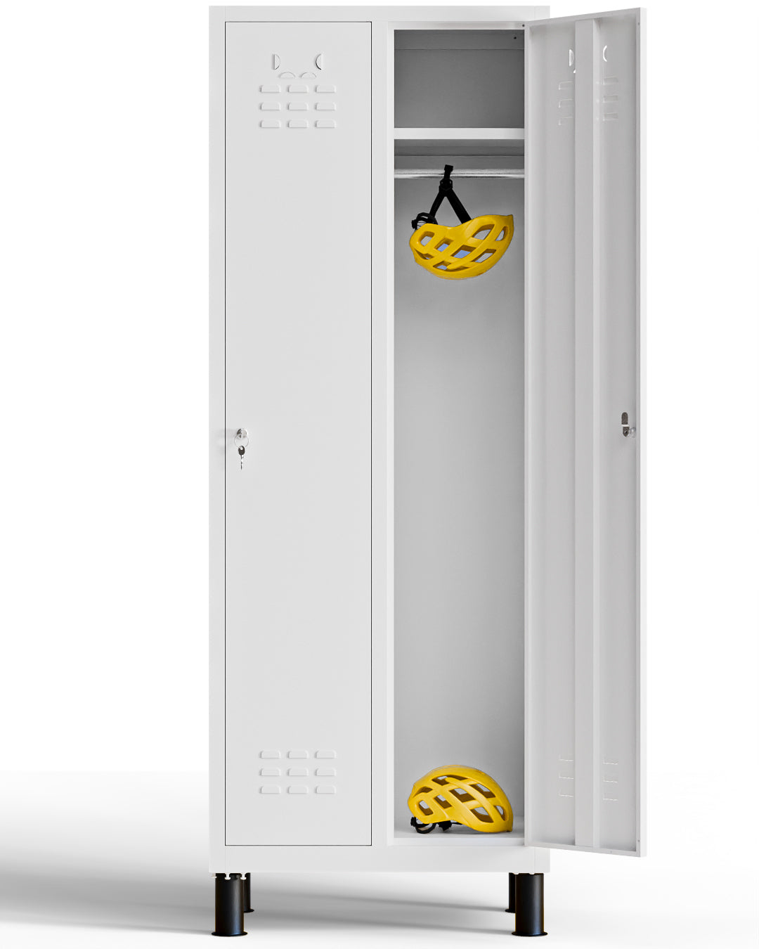 Cacifo metálico, 2 portas com chave, 177×65×40 cm