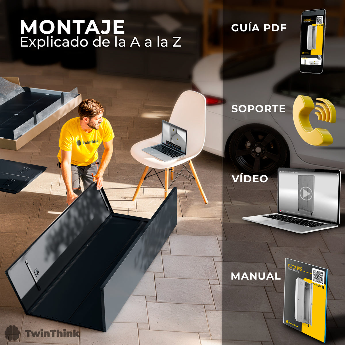 Taquilla metálica 2 puertas 177 x 65 x 40 cm en negro — infografía 5