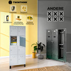 [color:urban-grey][lang:de] Metallspind, 8 Türen mit Schlüssel, 177×65×40 cm in Grau (Urban Grey) — Infografik 2
