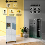 [color:urban-grey][lang:fr] Vestiaire métallique, 8 portes avec clé, 177×65×40 cm en gris Urban Grey — infographie 2