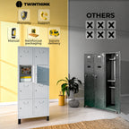[color:urban-grey][lang:en] Metal locker, 8 doors with key, 177×65×40 cm in Urban Grey — infographic 2