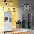 [color:urban-grey][lang:it] Armadietto metallico, 8 ante con chiave, 177×65×40 cm in grigio Urban Grey — infografica 2