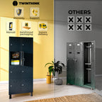 [color:polar-black][lang:en] Metal locker, 8 doors with key, 177×65×40 cm in Polar Black — infographic 2