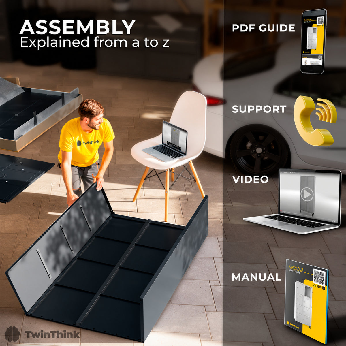 [color:polar-black][lang:en] Metal locker, 8 doors with key, 177×65×40 cm in Polar Black — infographic 5