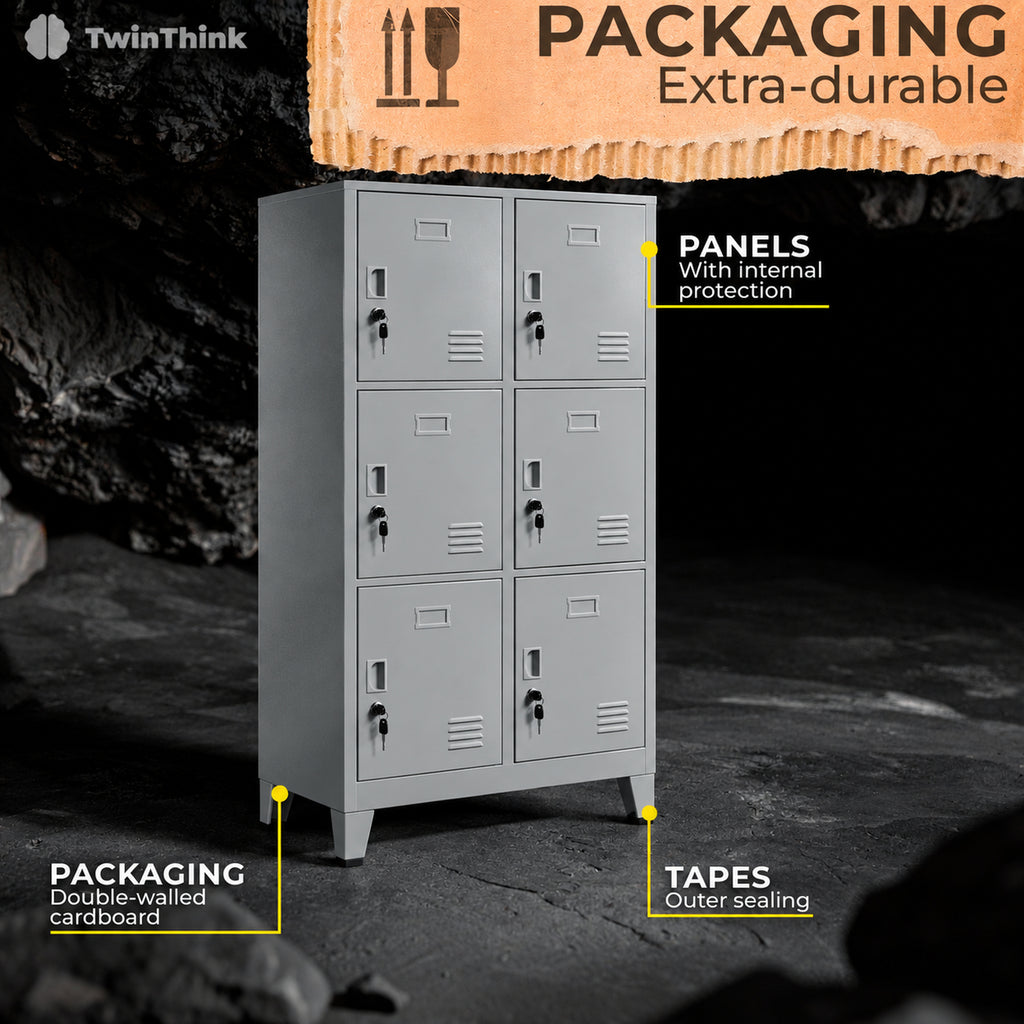 [color:urban-grey][lang:en] Metal locker, 8 doors with key, 177×65×40 cm in Urban Grey — infographic 6