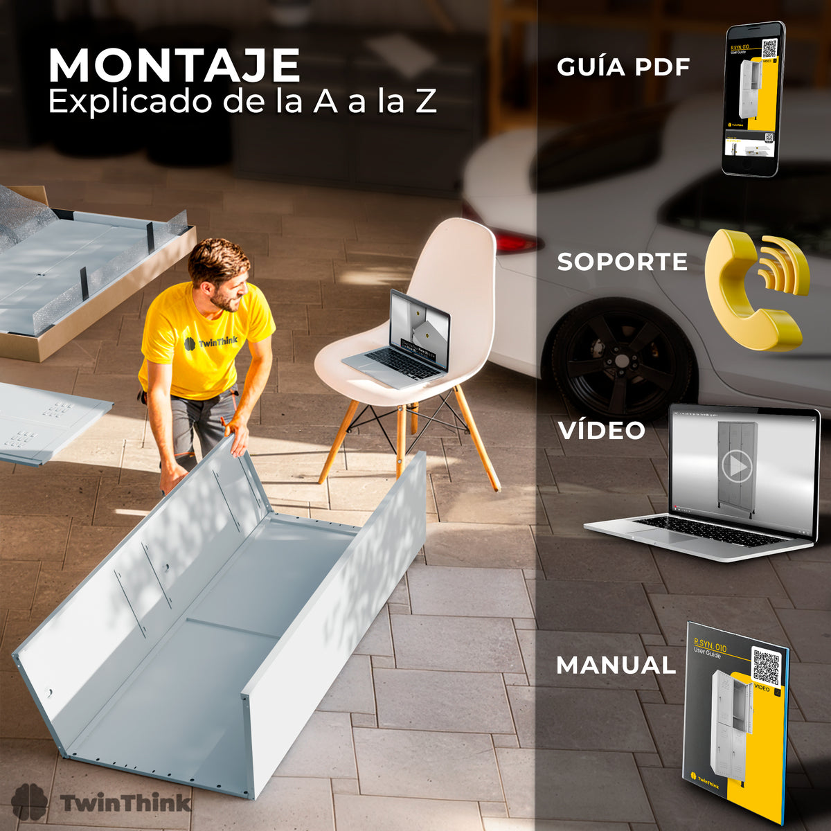 Taquilla metálica 4 puertas 177 x 65 x 40 cm en gris — infografía 5