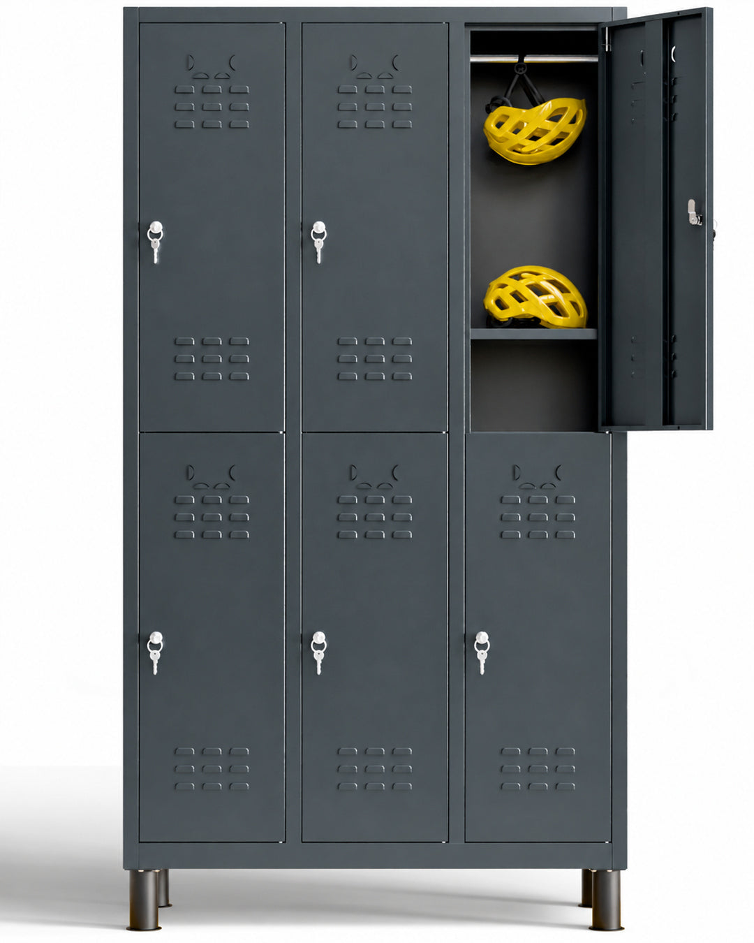 Metalen locker, 6 deuren met sleutel, 177×97×40 cm