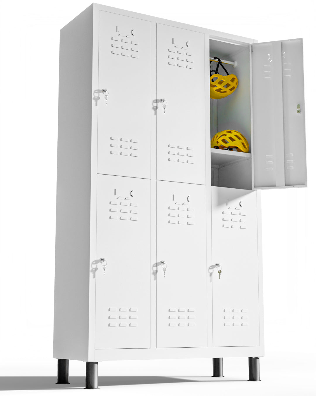 Metalen locker, 6 deuren met sleutel, 177×97×40 cm