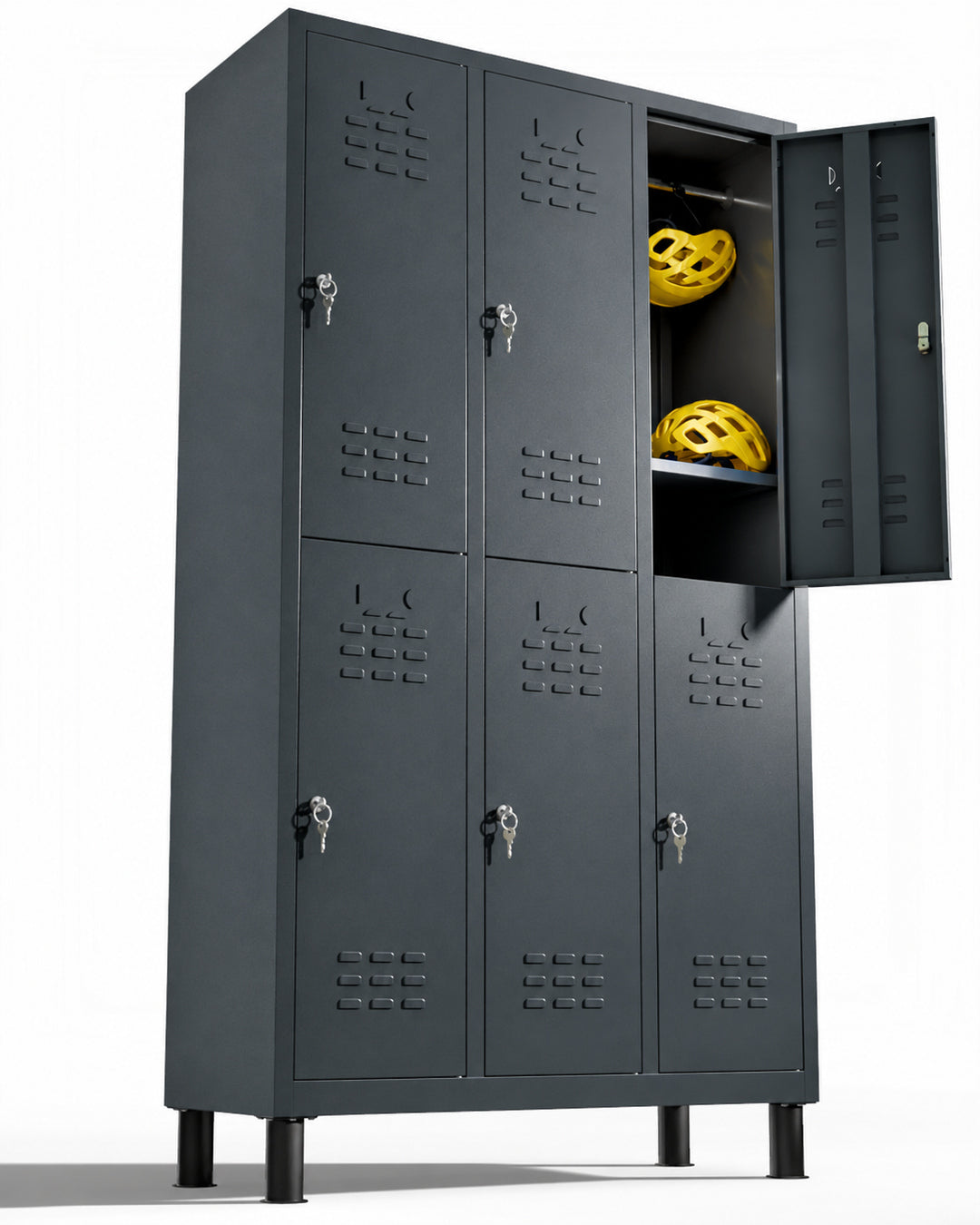 Metalen locker, 6 deuren met sleutel, 177×97×40 cm