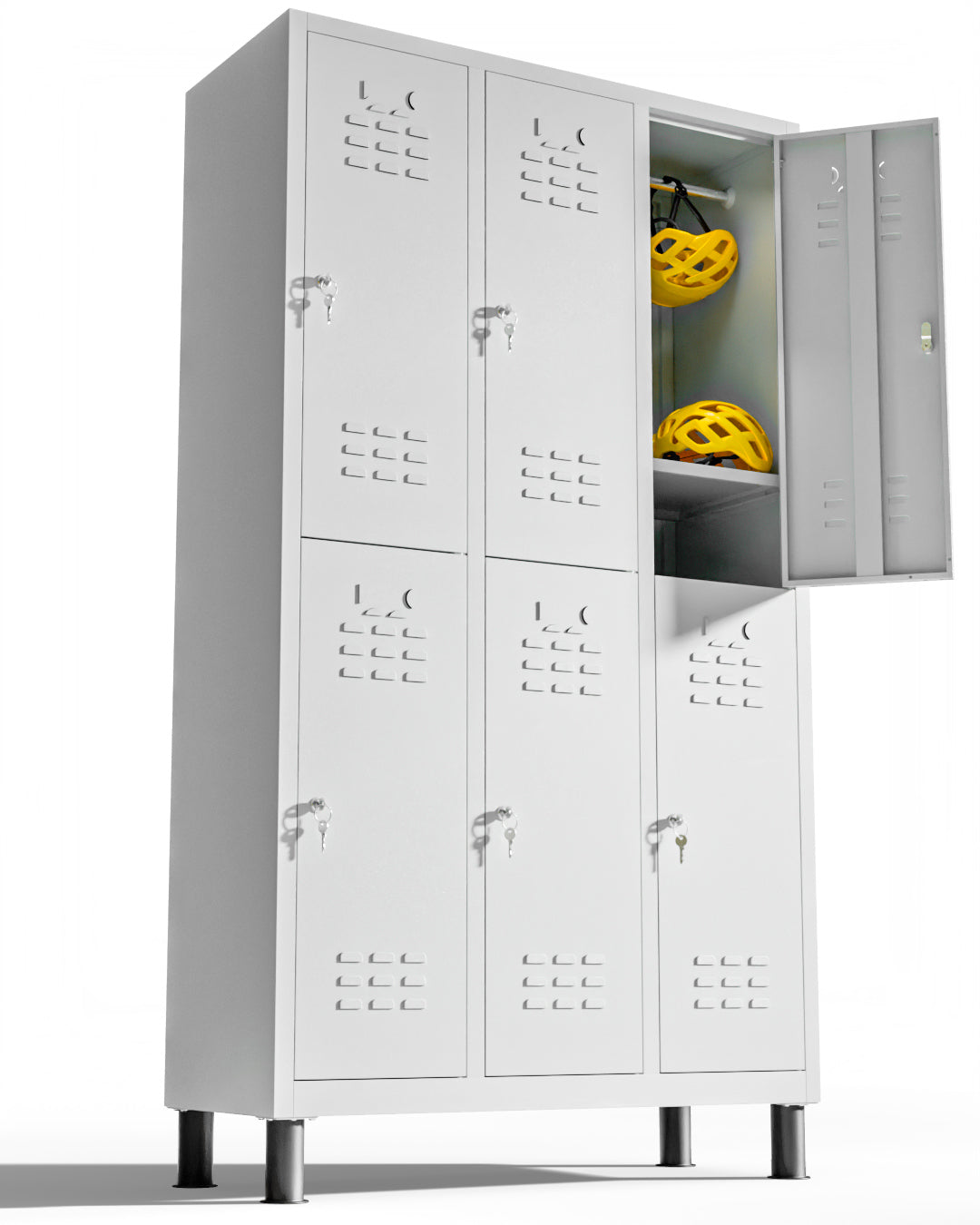 Metalen locker, 6 deuren met sleutel, 177×97×40 cm