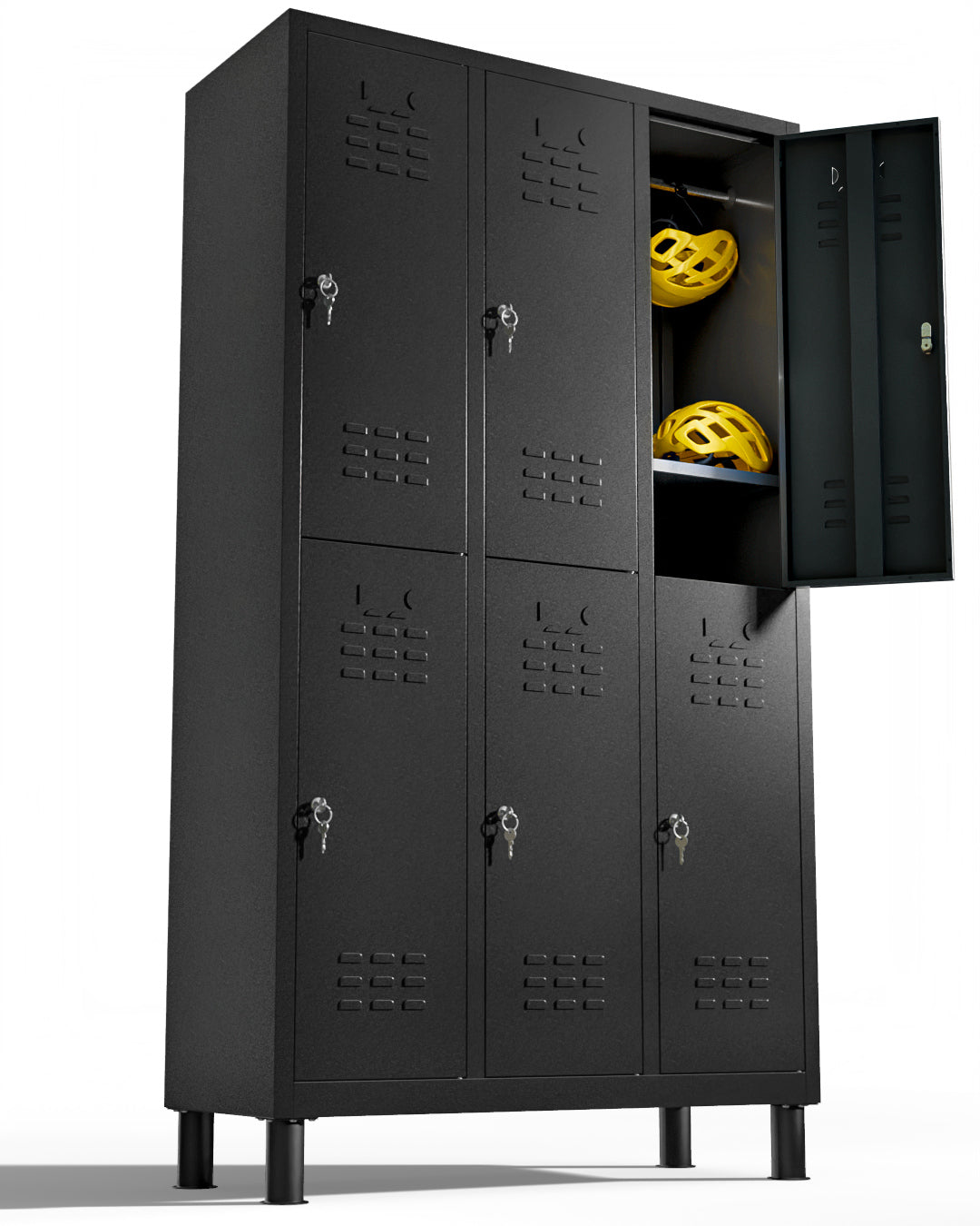 Metalen locker, 6 deuren met sleutel, 177×97×40 cm