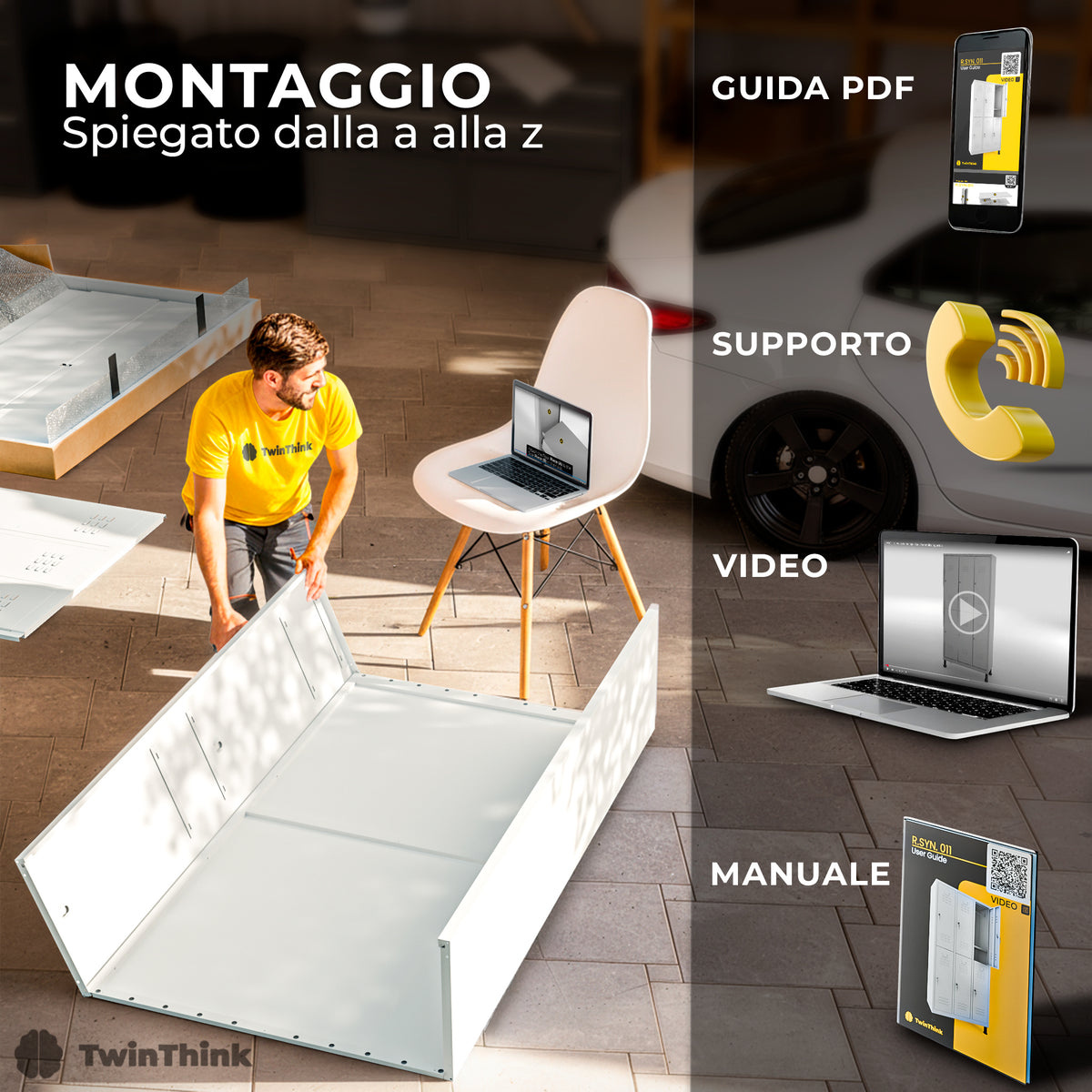 Armadietto metallico, 6 ante con chiave, 177×97×40 cm in bianco Lunar White — infografica 5