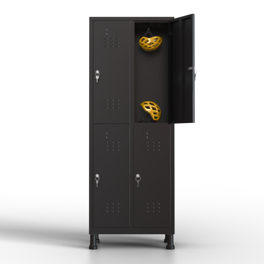 TwinThink Taquillas Vestuario. Color Negro. 180 x 65 x 40 cm Taquillas Metalicas de 4 Puertas Taquilla Metalica con Llave Taquillas Vestuario Metalicas
