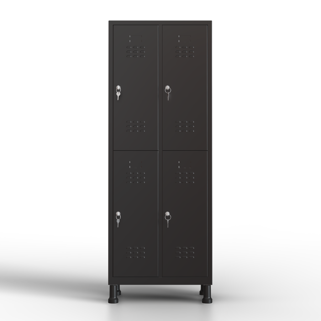 TwinThink Taquillas Vestuario. Color Negro. 180 x 65 x 40 cm Taquillas Metalicas de 4 Puertas Taquilla Metalica con Llave Taquillas Vestuario Metalicas
